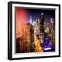 Instants of NY Series - View of Skyscrapers of Times Square and 42nd Street at Night-Philippe Hugonnard-Framed Photographic Print