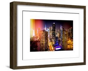 Instants of NY Series - View of Skyscrapers of Times Square and 42nd Street at Night-Philippe Hugonnard-Framed Art Print