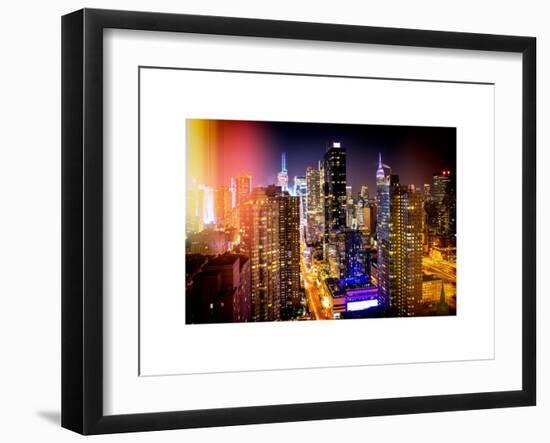 Instants of NY Series - View of Skyscrapers of Times Square and 42nd Street at Night-Philippe Hugonnard-Framed Art Print