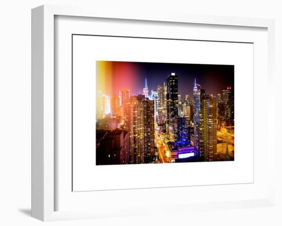 Instants of NY Series - View of Skyscrapers of Times Square and 42nd Street at Night-Philippe Hugonnard-Framed Art Print