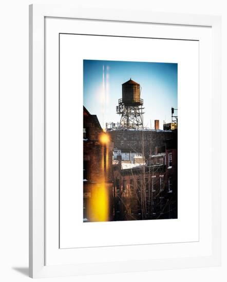 Instants of NY Series - Water Tank on the Roof of Buildings in Manhattan in Winter-Philippe Hugonnard-Framed Art Print