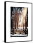 Instants of NY Series - Winter Snow with Street Lamp in Central Park View-Philippe Hugonnard-Framed Stretched Canvas