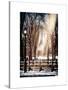 Instants of NY Series - Winter Snow with Street Lamp in Central Park View-Philippe Hugonnard-Stretched Canvas