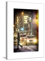 Instants of NY Series - Yellow Taxis at Times Square during a Snowstorm by Night-Philippe Hugonnard-Stretched Canvas