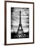 Instants of Paris B&W Series - Eiffel Tower, Paris, France - White Frame and Full Format-Philippe Hugonnard-Framed Art Print