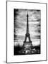 Instants of Paris B&W Series - Eiffel Tower, Paris, France - White Frame and Full Format-Philippe Hugonnard-Mounted Art Print