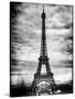 Instants of Paris B&W Series - Eiffel Tower, Paris, France-Philippe Hugonnard-Stretched Canvas