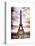 Instants of Paris Series - Eiffel Tower, Paris, France - White Frame and Full Format-Philippe Hugonnard-Stretched Canvas