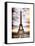 Instants of Paris Series - Eiffel Tower, Paris, France - White Frame and Full Format-Philippe Hugonnard-Framed Stretched Canvas