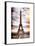 Instants of Paris Series - Eiffel Tower, Paris, France - White Frame and Full Format-Philippe Hugonnard-Framed Stretched Canvas