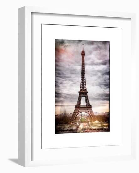 Instants of Paris Series - Eiffel Tower, Paris, France - White Frame and Full Format-Philippe Hugonnard-Framed Art Print