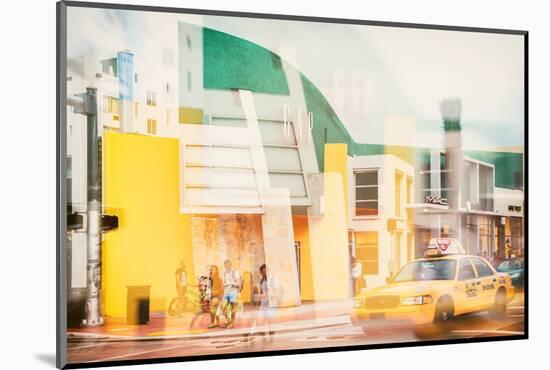 Instants of Series - Art Deco Architecture - Yellow Cab of Miami Beach - Florida - USA-Philippe Hugonnard-Mounted Photographic Print