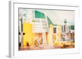 Instants of Series - Art Deco Architecture - Yellow Cab of Miami Beach - Florida - USA-Philippe Hugonnard-Framed Photographic Print