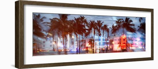 Instants of Series - Buildings Lit Up at Dusk - Ocean Drive - Miami Beach-Philippe Hugonnard-Framed Photographic Print