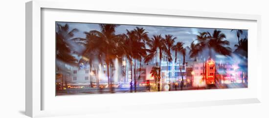 Instants of Series - Buildings Lit Up at Dusk - Ocean Drive - Miami Beach-Philippe Hugonnard-Framed Photographic Print