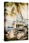 Instants of Series - Classic Antique Car of Art Deco District - Ocean Drive - Miami Beach-Philippe Hugonnard-Stretched Canvas