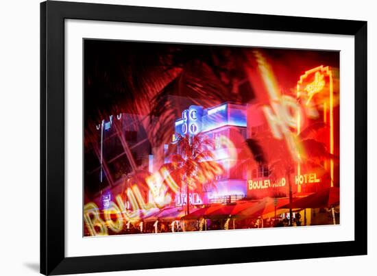 Instants of Series - Colorful Street Life at Night - Ocean Drive - Miami-Philippe Hugonnard-Framed Photographic Print