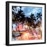 Instants of Series - Colorful Street Life - Ocean Drive by Night - Miami-Philippe Hugonnard-Framed Photographic Print