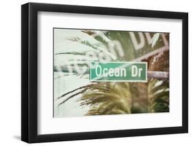 Instants of Series - Ocean Drive Sign - Miami Beach - Florida - USA-Philippe Hugonnard-Framed Photographic Print