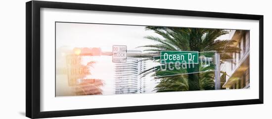 Instants of Series - Ocean Drive Sign - Miami Beach - Florida - USA-Philippe Hugonnard-Framed Photographic Print