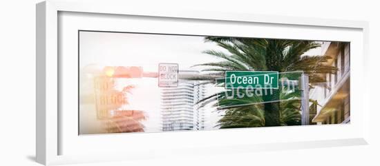 Instants of Series - Ocean Drive Sign - Miami Beach - Florida - USA-Philippe Hugonnard-Framed Photographic Print