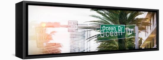 Instants of Series - Ocean Drive Sign - Miami Beach - Florida - USA-Philippe Hugonnard-Framed Stretched Canvas