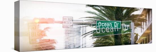 Instants of Series - Ocean Drive Sign - Miami Beach - Florida - USA-Philippe Hugonnard-Stretched Canvas