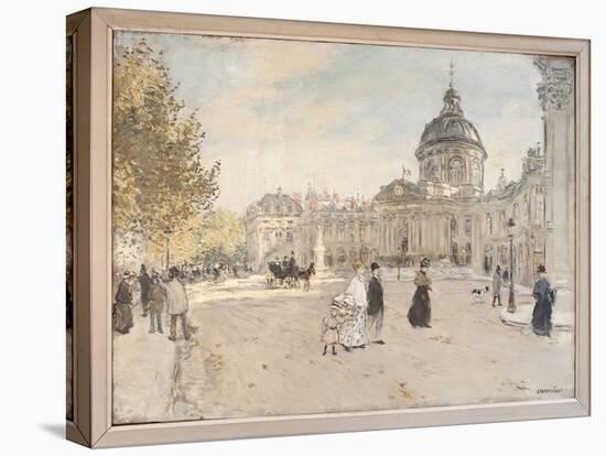 Institut De France in Paris around 1898, Painting by Jean Francois Raffaelli (1850-1924). Photograp-Jean Francois Raffaelli-Stretched Canvas