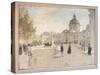 Institut De France in Paris around 1898, Painting by Jean Francois Raffaelli (1850-1924). Photograp-Jean Francois Raffaelli-Stretched Canvas