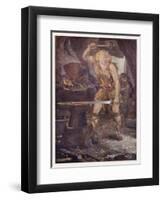 Instructed by Mime Siegfried Forges the Magic Sword Notung-Norman Price-Framed Art Print