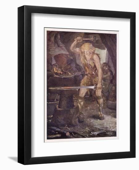 Instructed by Mime Siegfried Forges the Magic Sword Notung-Norman Price-Framed Art Print