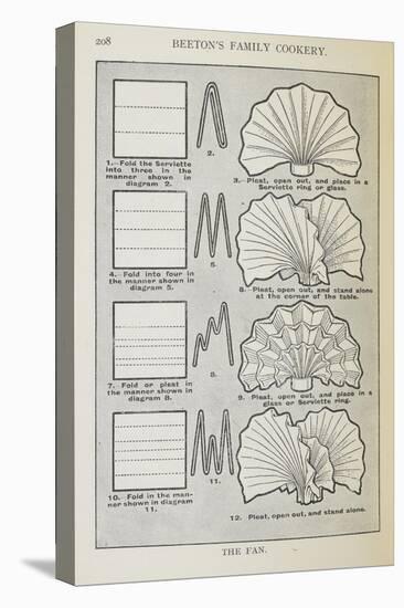 Instructions For Folding a Serviette Into a Fan Shape-Isabella Beeton-Stretched Canvas