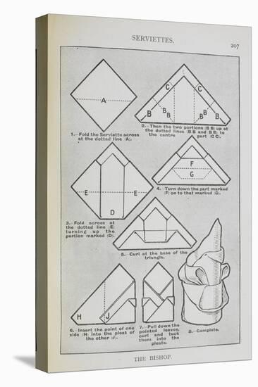 Instructions For Folding a Serviette Into the 'Bishop' Shape-Isabella Beeton-Stretched Canvas