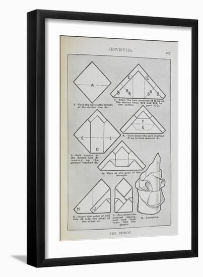 Instructions For Folding a Serviette Into the 'Bishop' Shape-Isabella Beeton-Framed Giclee Print