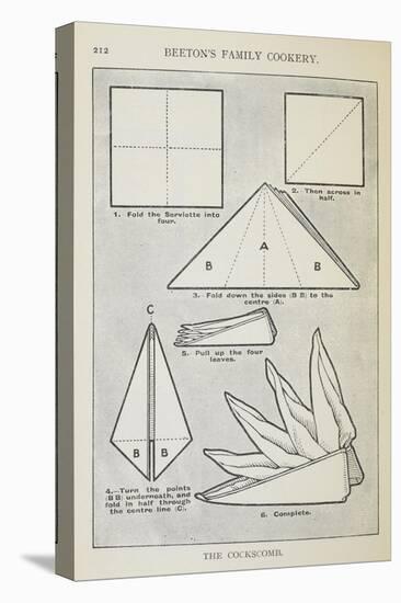 Instructions For Folding a Serviette Into 'The Cockscomb' Shape-Isabella Beeton-Stretched Canvas