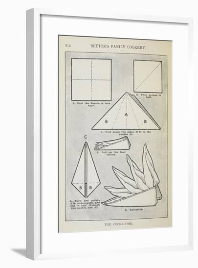 Instructions For Folding a Serviette Into 'The Cockscomb' Shape-Isabella Beeton-Framed Giclee Print