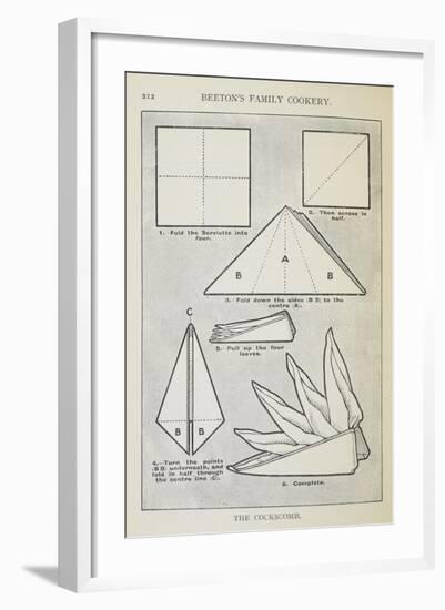 Instructions For Folding a Serviette Into 'The Cockscomb' Shape-Isabella Beeton-Framed Giclee Print