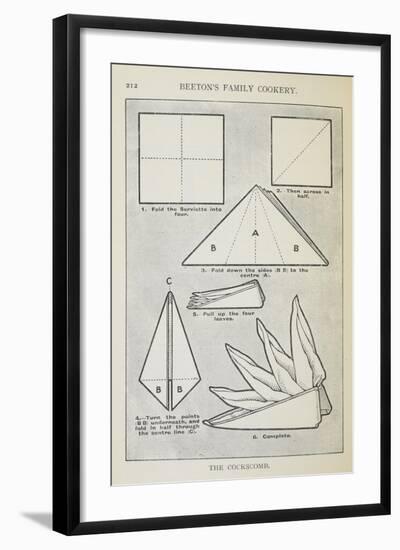 Instructions For Folding a Serviette Into 'The Cockscomb' Shape-Isabella Beeton-Framed Giclee Print