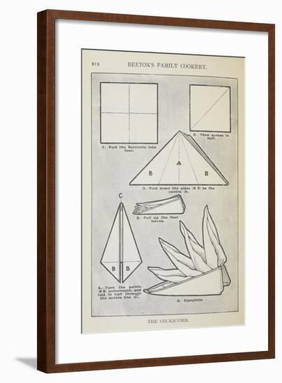 Instructions For Folding a Serviette Into 'The Cockscomb' Shape-Isabella Beeton-Framed Giclee Print