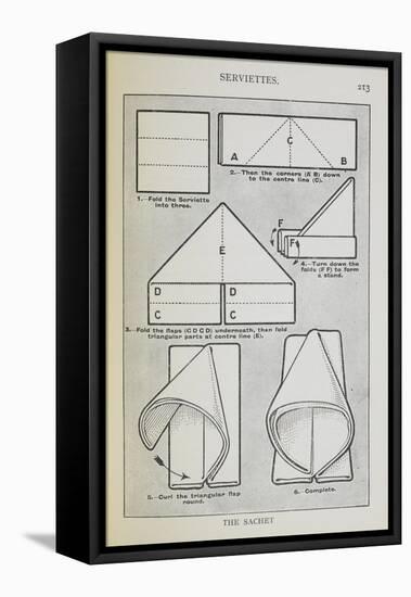 Instructions For Folding a Serviette Into the 'sachet' Shape-Isabella Beeton-Framed Stretched Canvas