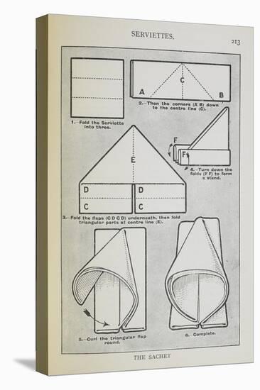 Instructions For Folding a Serviette Into the 'sachet' Shape-Isabella Beeton-Stretched Canvas