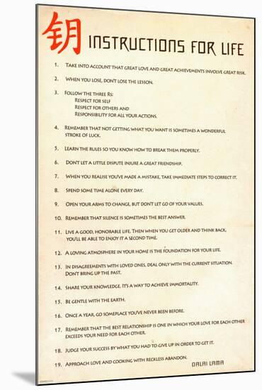 Instructions for Life Dalai La-null-Mounted Poster