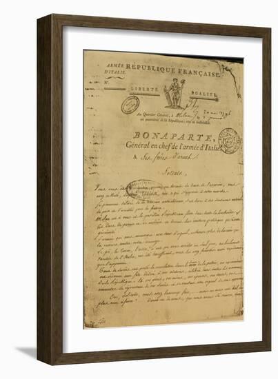 Instructions to Soldiers Issued by Napoleon as General of the Italian Army, 20th May 1796-French School-Framed Giclee Print