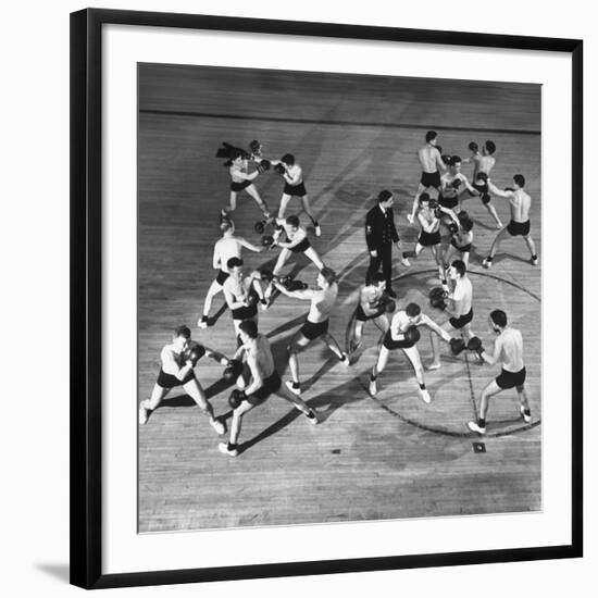 Instructor James Capriccio Coaching Boxing at Great Lakes Athletic Plant-William C^ Shrout-Framed Photographic Print