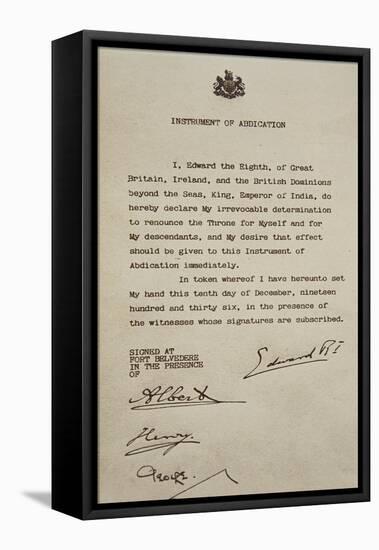 Instrument of Abdication, 10th December 1936-null-Framed Stretched Canvas
