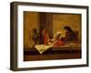 Instruments de musique et perroquet,1730-34 Musical instruments and a parrot. Canvas,117,5x73,4cm-Jean-Baptiste-Simeon Chardin-Framed Giclee Print