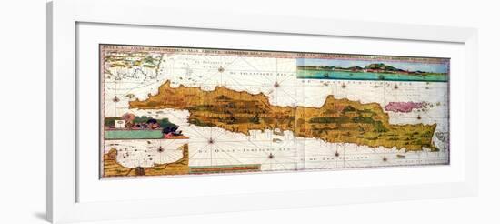 Insulae Lavae, a Large Folding Map of Java with Two Insets Both Depicting Views of Batavia Dutch-null-Framed Giclee Print