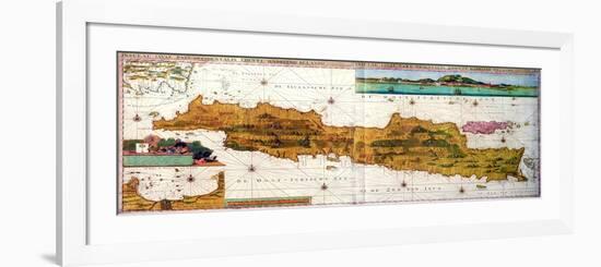 Insulae Lavae, a Large Folding Map of Java with Two Insets Both Depicting Views of Batavia Dutch-null-Framed Giclee Print