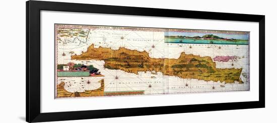 Insulae Lavae, a Large Folding Map of Java with Two Insets Both Depicting Views of Batavia Dutch-null-Framed Giclee Print