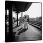 Insurance Broker Charles Hoffman's Wife Bringing Children to Train Station to Wait for His Arrival-Nina Leen-Stretched Canvas